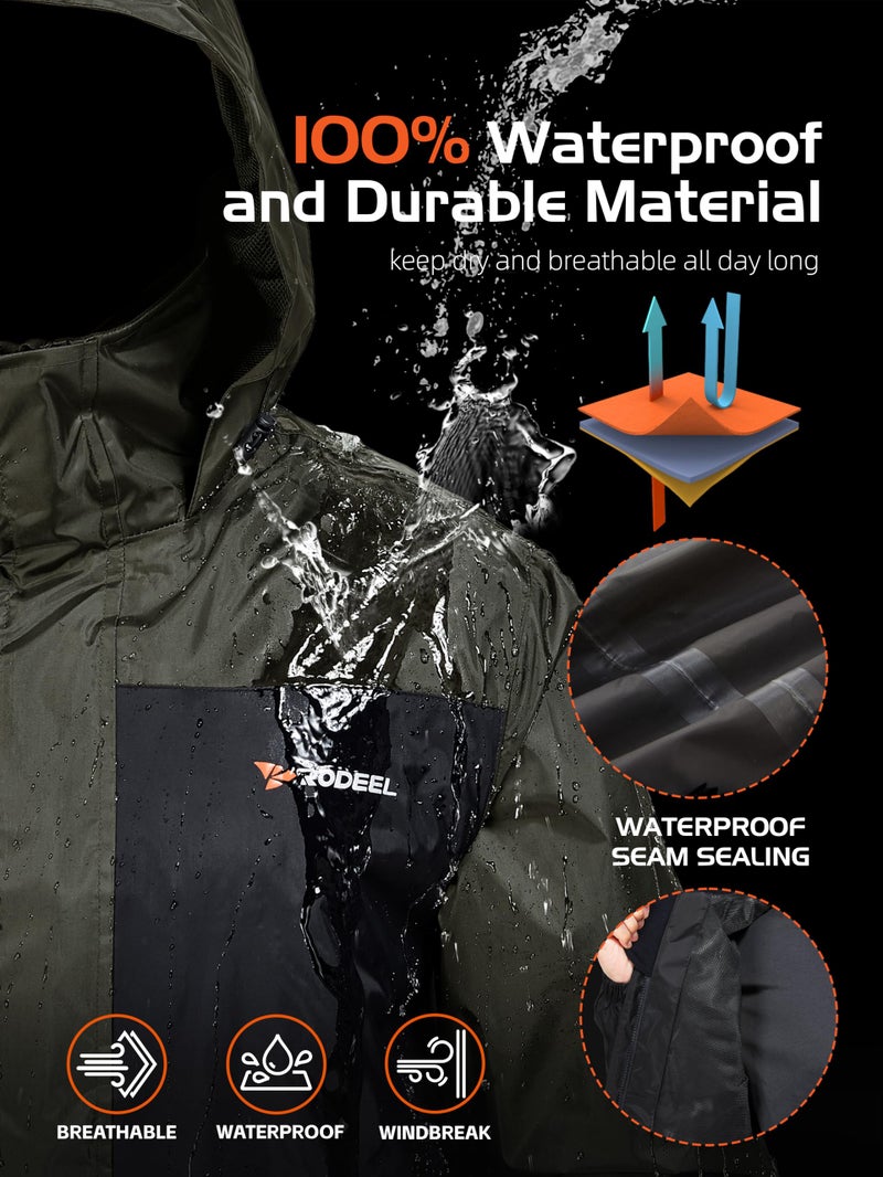 Rodeel Waterproof Fishing Rain Suit for Men (Rain gear Jacket & Trouser Suit) - Image 3